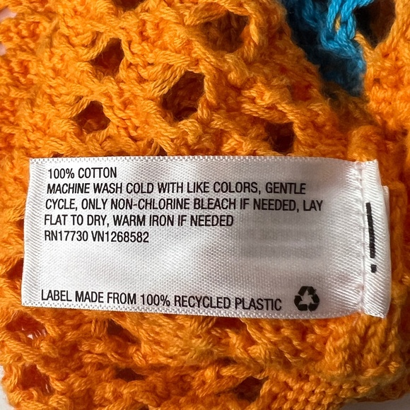 Wild Fable Women's Multi Color Striped Crochet Cropped Sweater Sz S Square‎ Neck - Picture 4 of 6